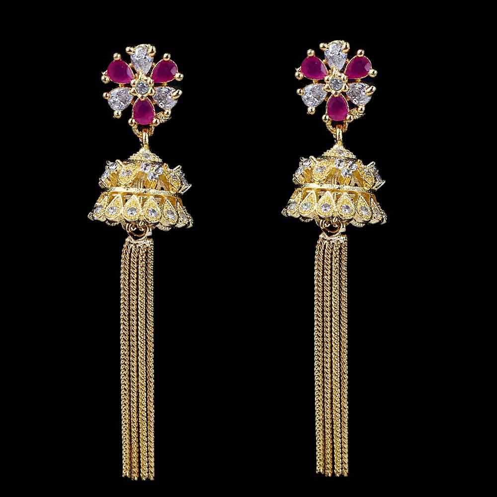Women's Jhumki - Golden & Red, Women, Earrings & Tops, Chase Value, Chase Value