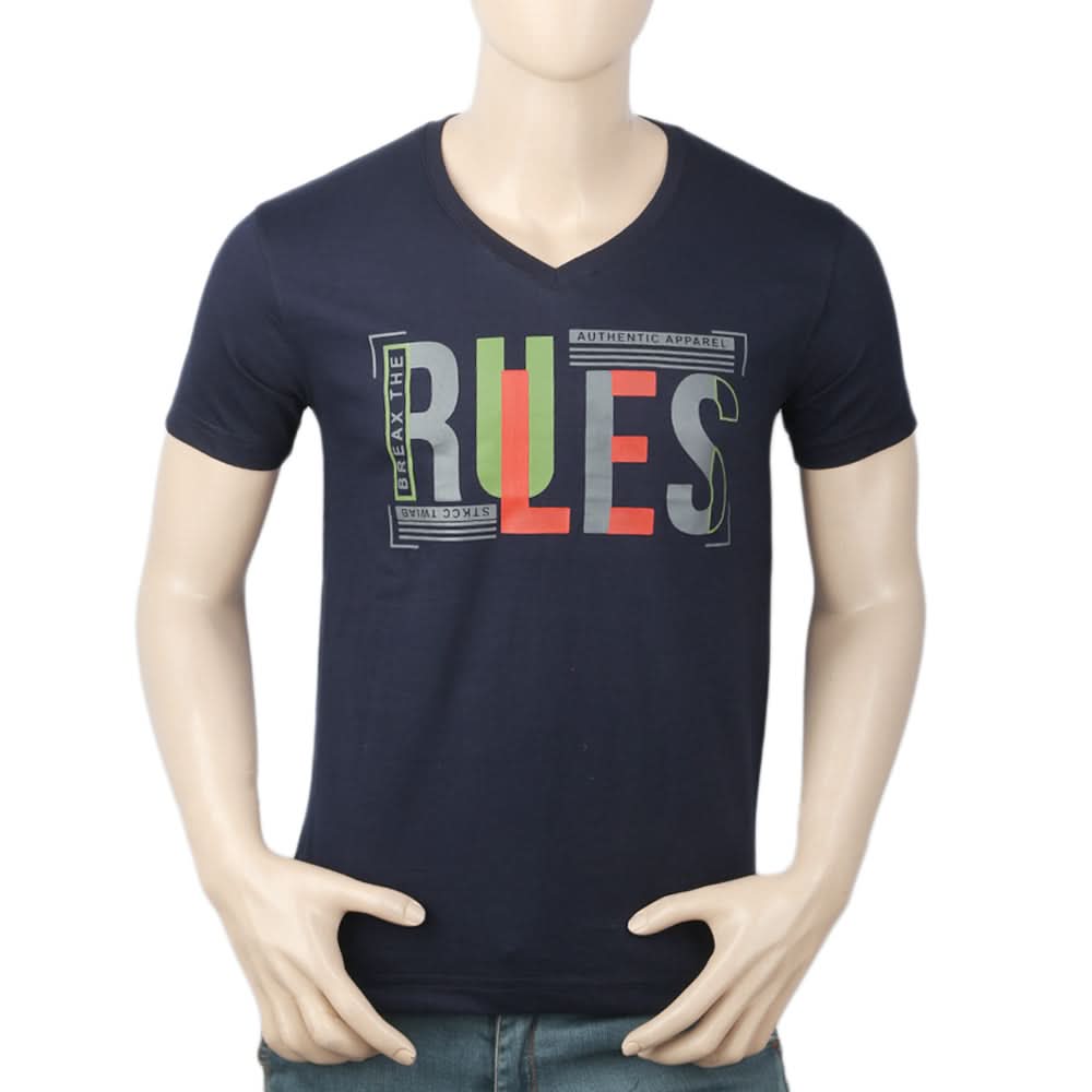 Men's Half Sleeves Round Neck T-Shirt - Navy Blue, Men, T-Shirts And Polos, Chase Value, Chase Value