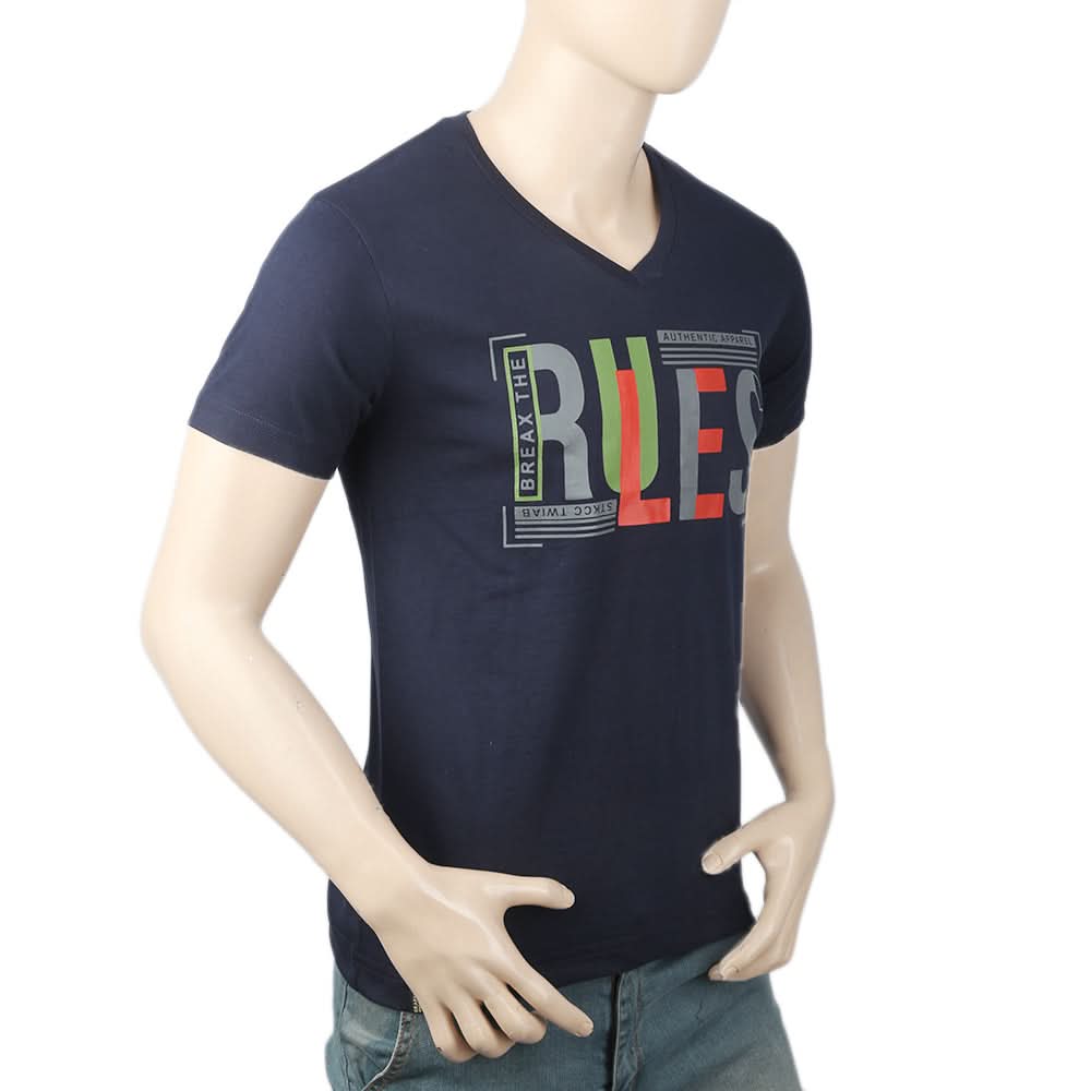 Men's Half Sleeves Round Neck T-Shirt - Navy Blue, Men, T-Shirts And Polos, Chase Value, Chase Value