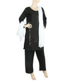 Women's Embroidered 3Pcs Stitched Shalwar Suit - Black, Women, Shalwar Suits, Chase Value, Chase Value