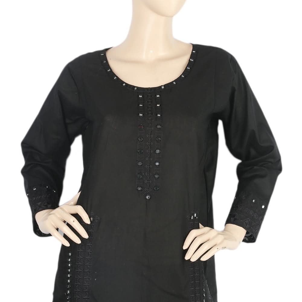 Women's Embroidered 3Pcs Stitched Shalwar Suit - Black, Women, Shalwar Suits, Chase Value, Chase Value
