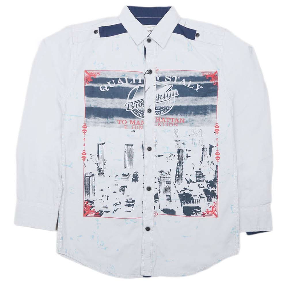 Boys Full Sleeves Casual Shirt - White, Kids, Boys Shirts, Chase Value, Chase Value