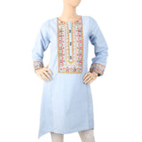 Women's Embroidered Kurti Front Button - Light Blue, Women, Ready Kurtis, Chase Value, Chase Value