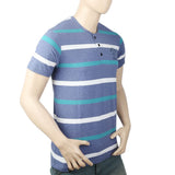 Men's Yarn Dyed Half Sleeves T-Shirt - Blue, Men, T-Shirts And Polos, Chase Value, Chase Value