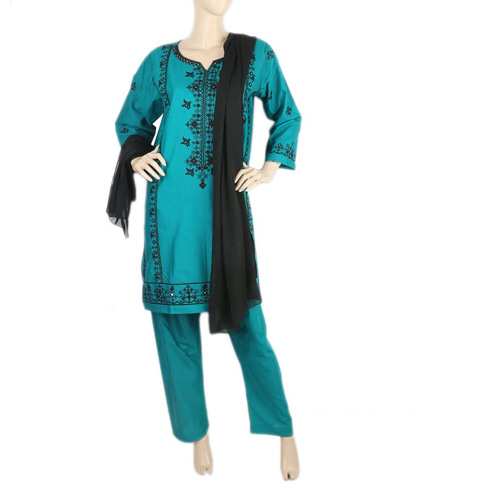 Women's Embroidered 3Pcs Stitched Shalwar Suit - Green, Women, Shalwar Suits, Chase Value, Chase Value