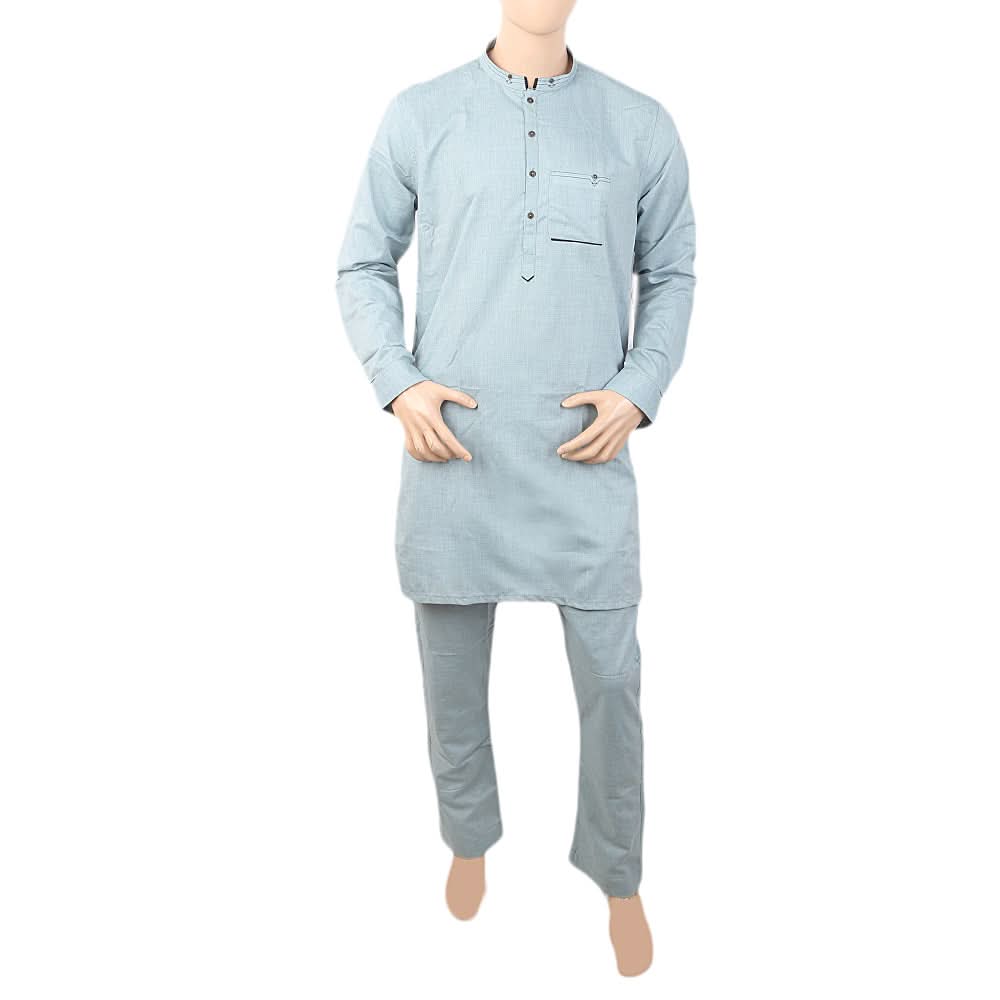 Men's Short Kurta Pajama - Steel Blue, Men, Shalwar Kameez, Chase Value, Chase Value
