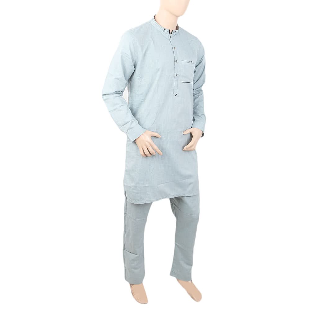 Men's Short Kurta Pajama - Steel Blue, Men, Shalwar Kameez, Chase Value, Chase Value