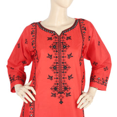 Women's Embroidered 3Pcs Stitched Shalwar Suit - Red, Women, Shalwar Suits, Chase Value, Chase Value