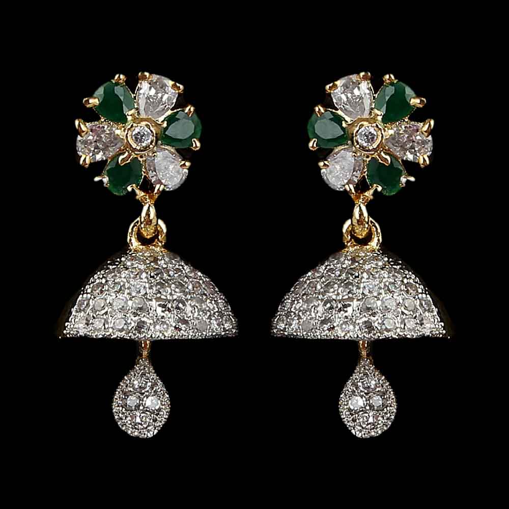 Women's Jhumki - Golden & Green, Women, Earrings & Tops, Chase Value, Chase Value