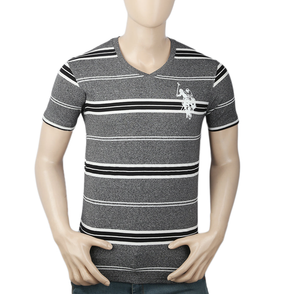 Men's Yarn Dyed Half Sleeves T-Shirt - Dark Grey, Men, T-Shirts And Polos, Chase Value, Chase Value