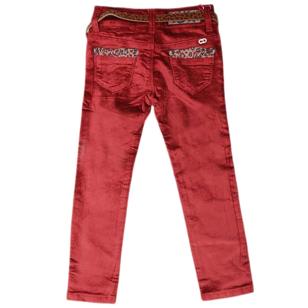 Girls Velvet Pant - Red, Kids, Pants And Capri, Chase Value, Chase Value