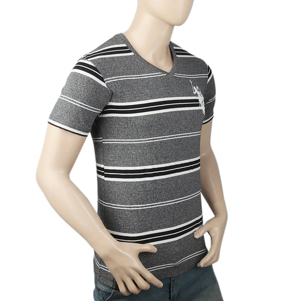 Men's Yarn Dyed Half Sleeves T-Shirt - Dark Grey, Men, T-Shirts And Polos, Chase Value, Chase Value