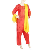 Women's Embroidered 3Pcs Stitched Shalwar Suit - Red, Women, Shalwar Suits, Chase Value, Chase Value