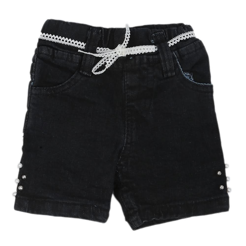 Girls Denim Short - Black, Kids, Girls Shorts Skirts, Chase Value, Chase Value