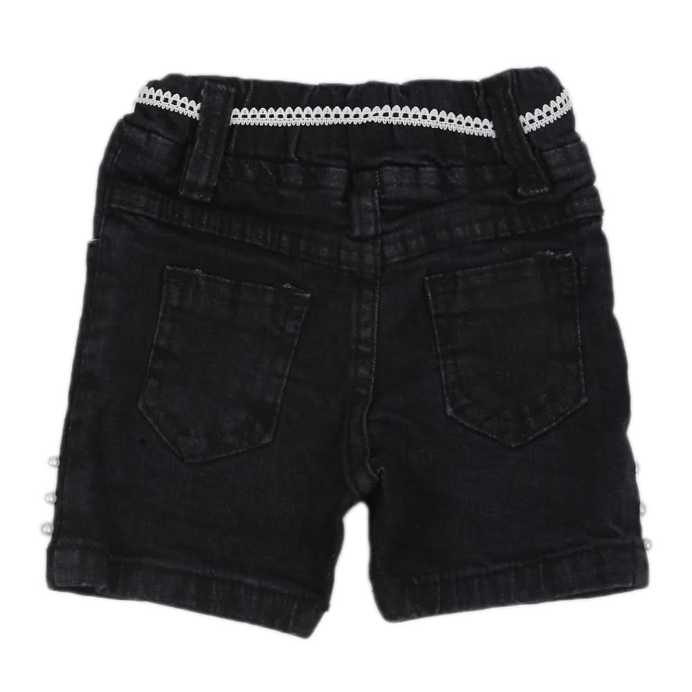 Girls Denim Short - Black, Kids, Girls Shorts Skirts, Chase Value, Chase Value