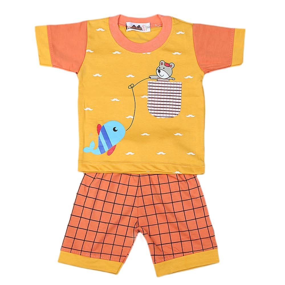 Boys Half Sleeves Suit 4549 - Yellow - C, Kids, Boys Sets And Suits, Chase Value, Chase Value