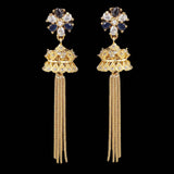 Women's Jhumki - Golden & Navy Blue, Women, Earrings & Tops, Chase Value, Chase Value