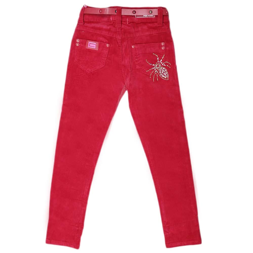 Girls Velvet Pant - Red, Kids, Pants And Capri, Chase Value, Chase Value