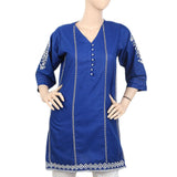 Women's Embroidered Kurti With Front Button - Royal Blue, Women, Ready Kurtis, Chase Value, Chase Value