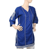 Women's Embroidered Kurti With Front Button - Royal Blue, Women, Ready Kurtis, Chase Value, Chase Value