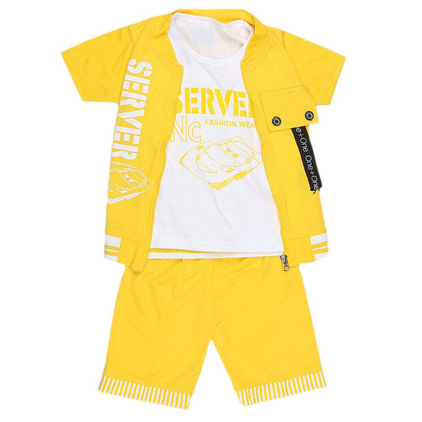 Boys 3 Pcs Suit - Yellow - test-store-for-chase-value