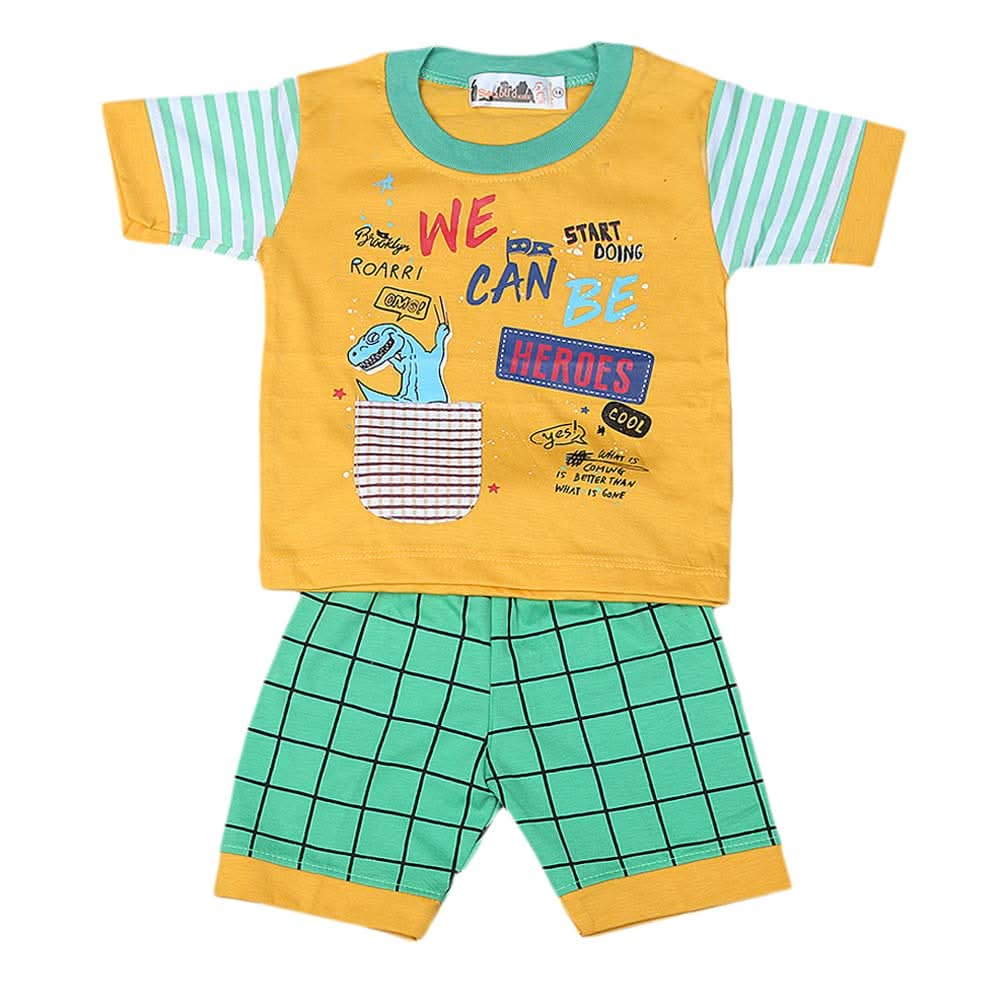 Boys Half Sleeves Suit 4548 - Yellow, Kids, Boys Sets And Suits, Chase Value, Chase Value