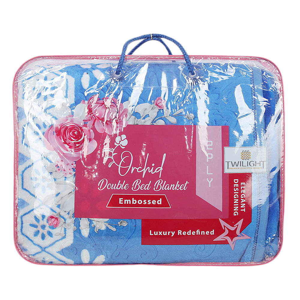Blanket Orchid 2 PLY Double Bed - Blue, Home & Lifestyle, Blanket, Chase Value, Chase Value