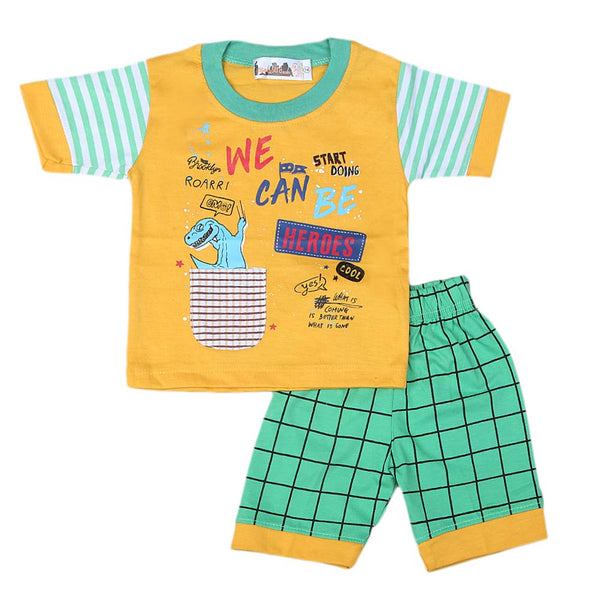 Boys Half Sleeves Suit 4548 - Yellow, Kids, Boys Sets And Suits, Chase Value, Chase Value