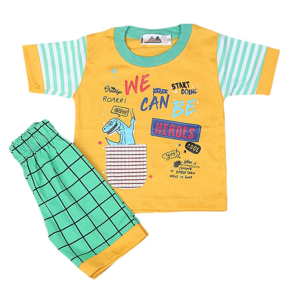 Boys Half Sleeves Suit 4548 - Yellow, Kids, Boys Sets And Suits, Chase Value, Chase Value