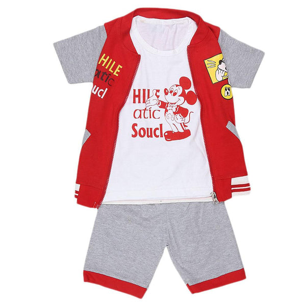 Boys 3 Pcs Suit - Red - test-store-for-chase-value