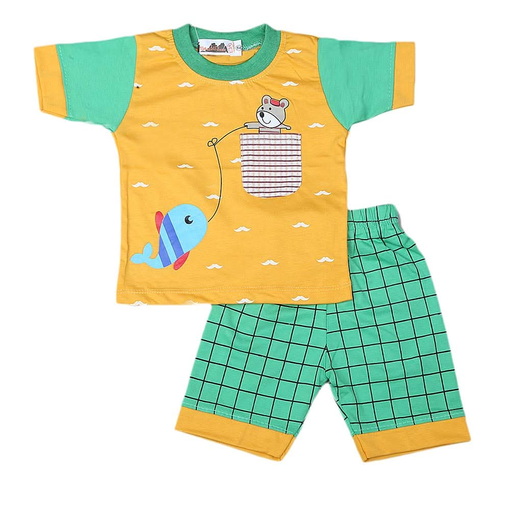 Boys Half Sleeves Suit 4549 - Yellow - A, Kids, Boys Sets And Suits, Chase Value, Chase Value