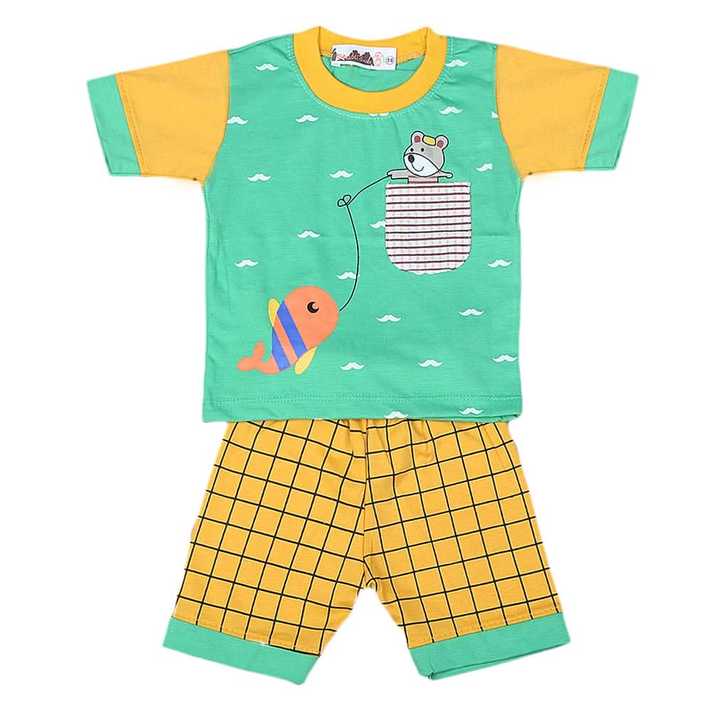 Boys Half Sleeves Suit 4549 - Green, Kids, Boys Sets And Suits, Chase Value, Chase Value