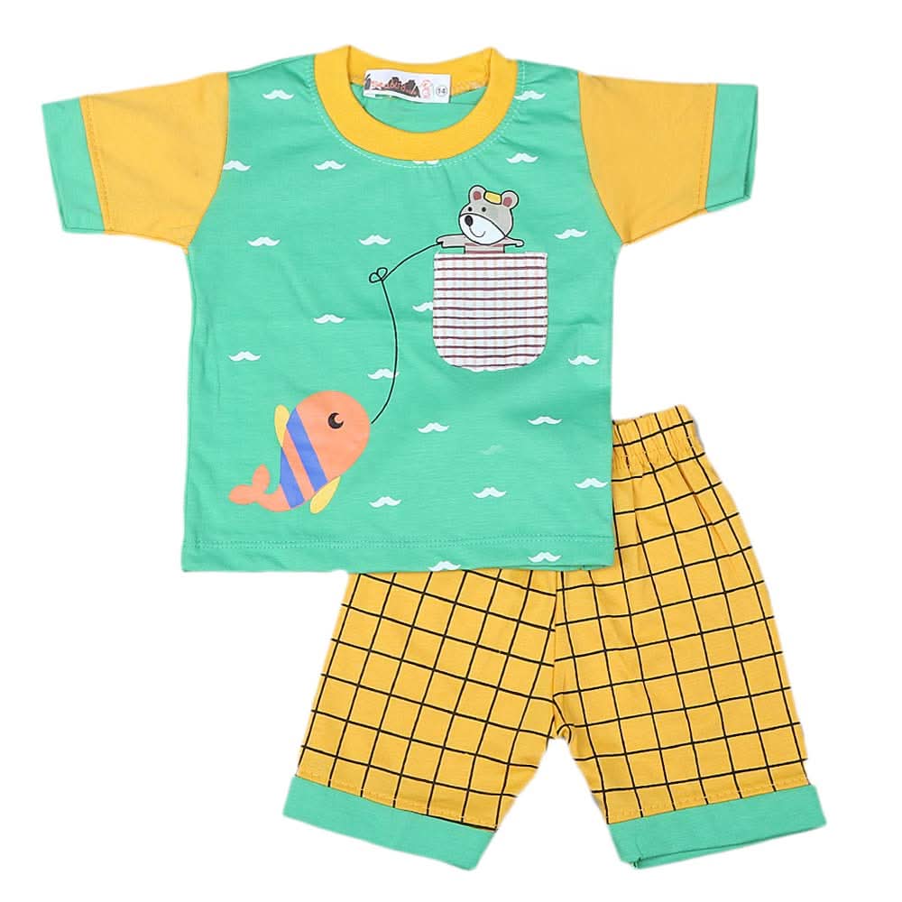 Boys Half Sleeves Suit 4549 - Green, Kids, Boys Sets And Suits, Chase Value, Chase Value