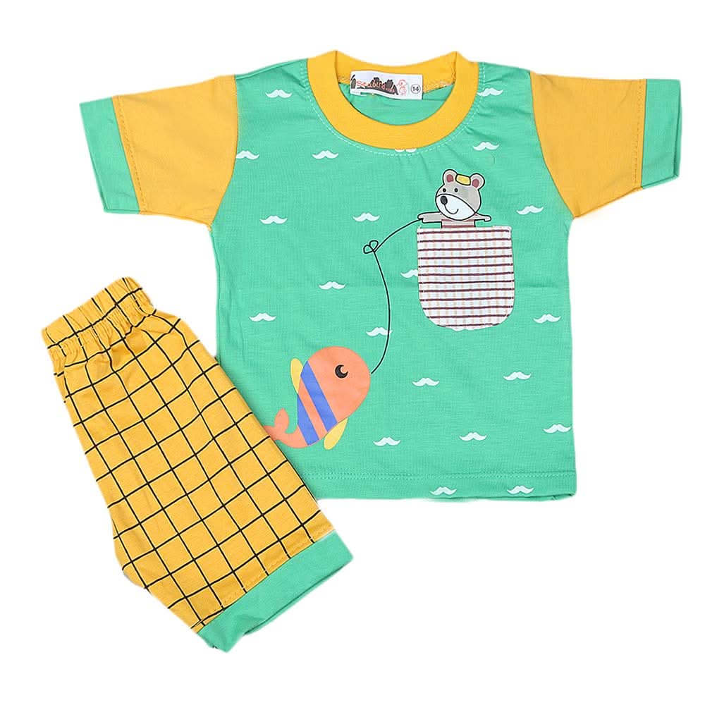 Boys Half Sleeves Suit 4549 - Green, Kids, Boys Sets And Suits, Chase Value, Chase Value