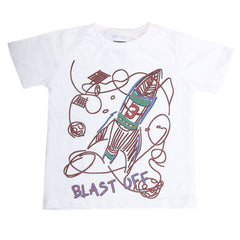 Boys Printed Half Sleeves T-Shirt  4748 - White, Kids, Boys T-Shirts, Chase Value, Chase Value