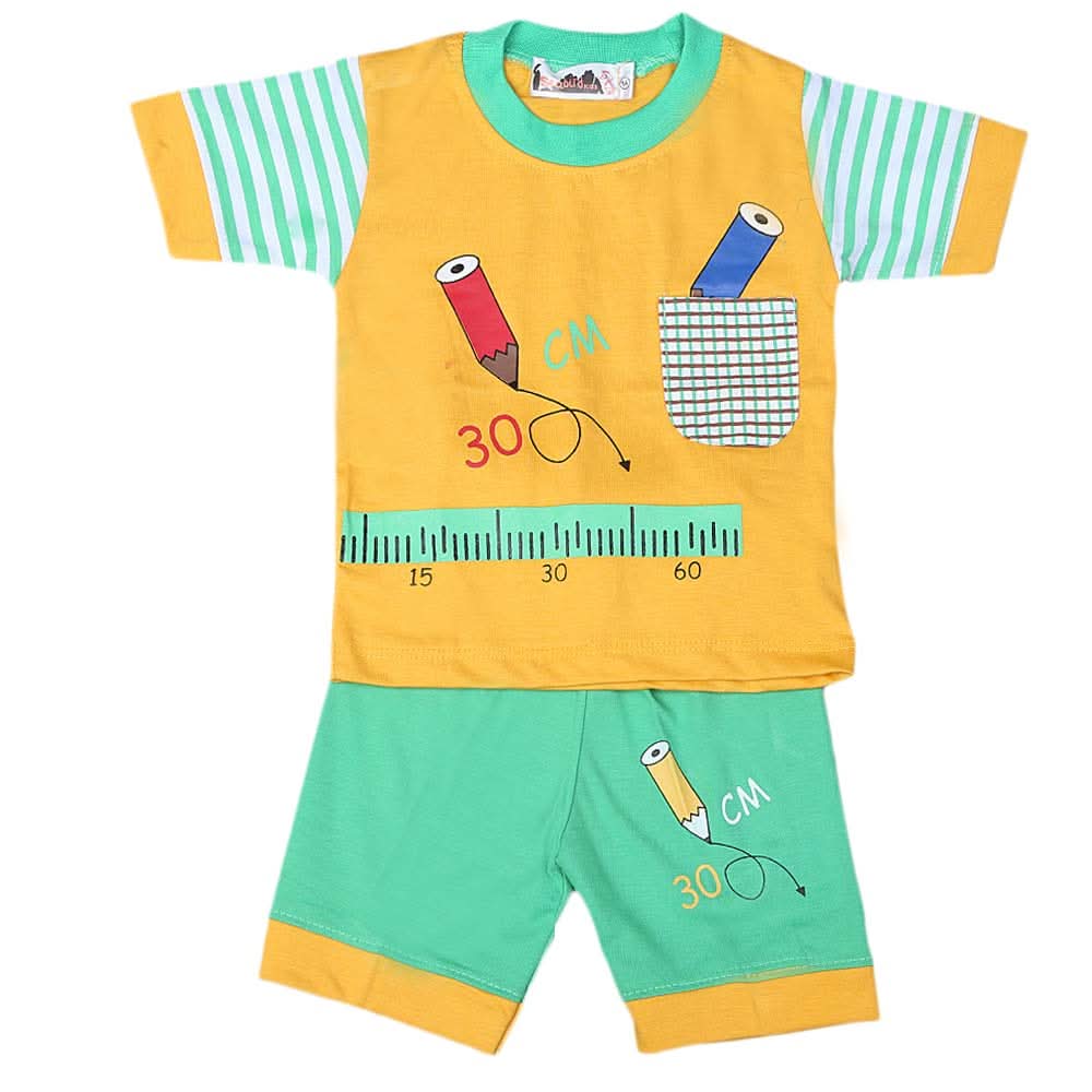 Boys Half Sleeves Suit 4542 - Yellow, Kids, Boys Sets And Suits, Chase Value, Chase Value