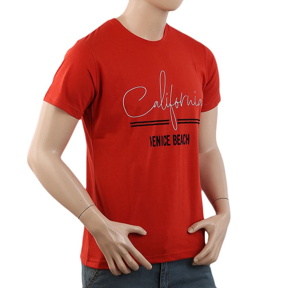 Men's Half Sleeves Printed T-Shirt - Red, Men, T-Shirts And Polos, Chase Value, Chase Value