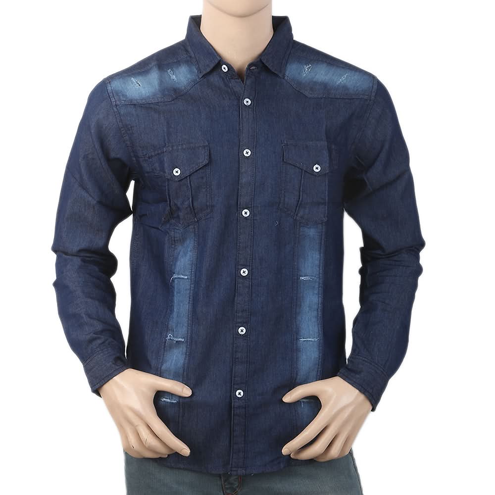 Men's Casual Denim Shirt - Dark Blue, Men, Shirts, Chase Value, Chase Value