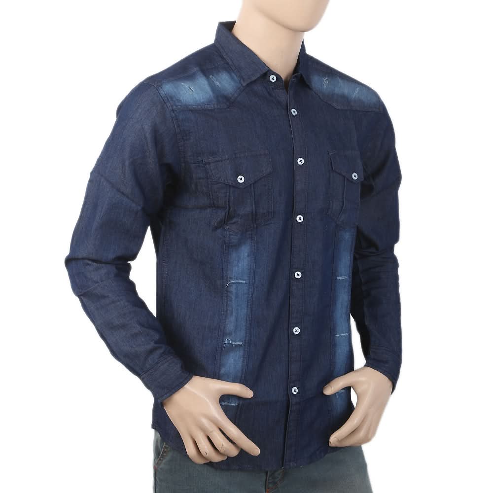 Men's Casual Denim Shirt - Dark Blue, Men, Shirts, Chase Value, Chase Value