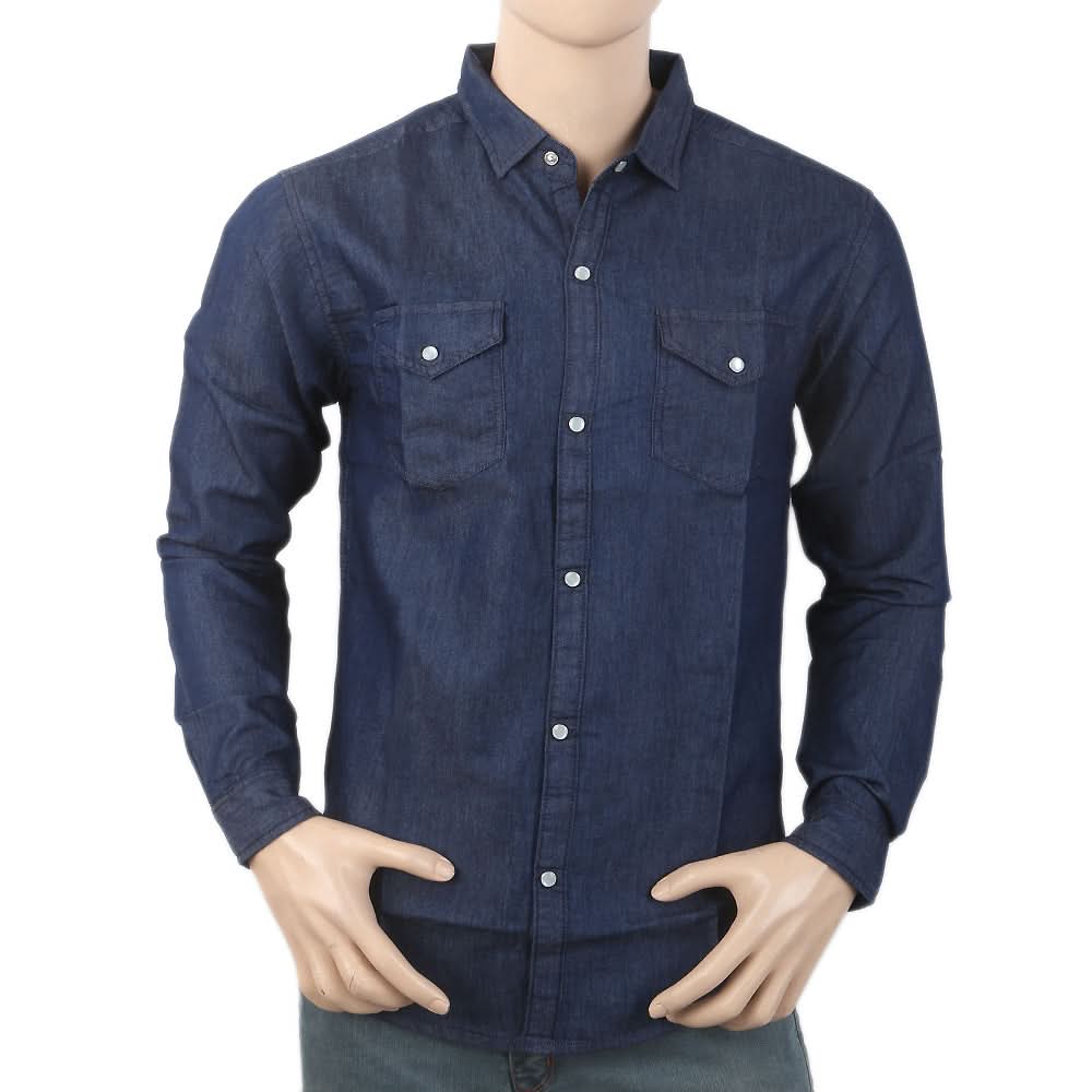 Men's Casual Denim Shirt - Dark Blue, Men, Shirts, Chase Value, Chase Value
