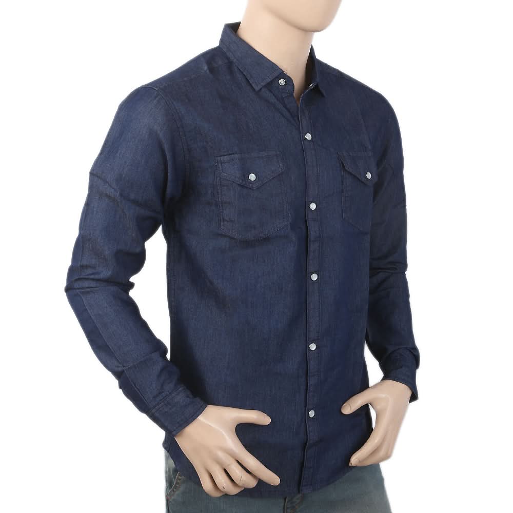 Men's Casual Denim Shirt - Dark Blue, Men, Shirts, Chase Value, Chase Value