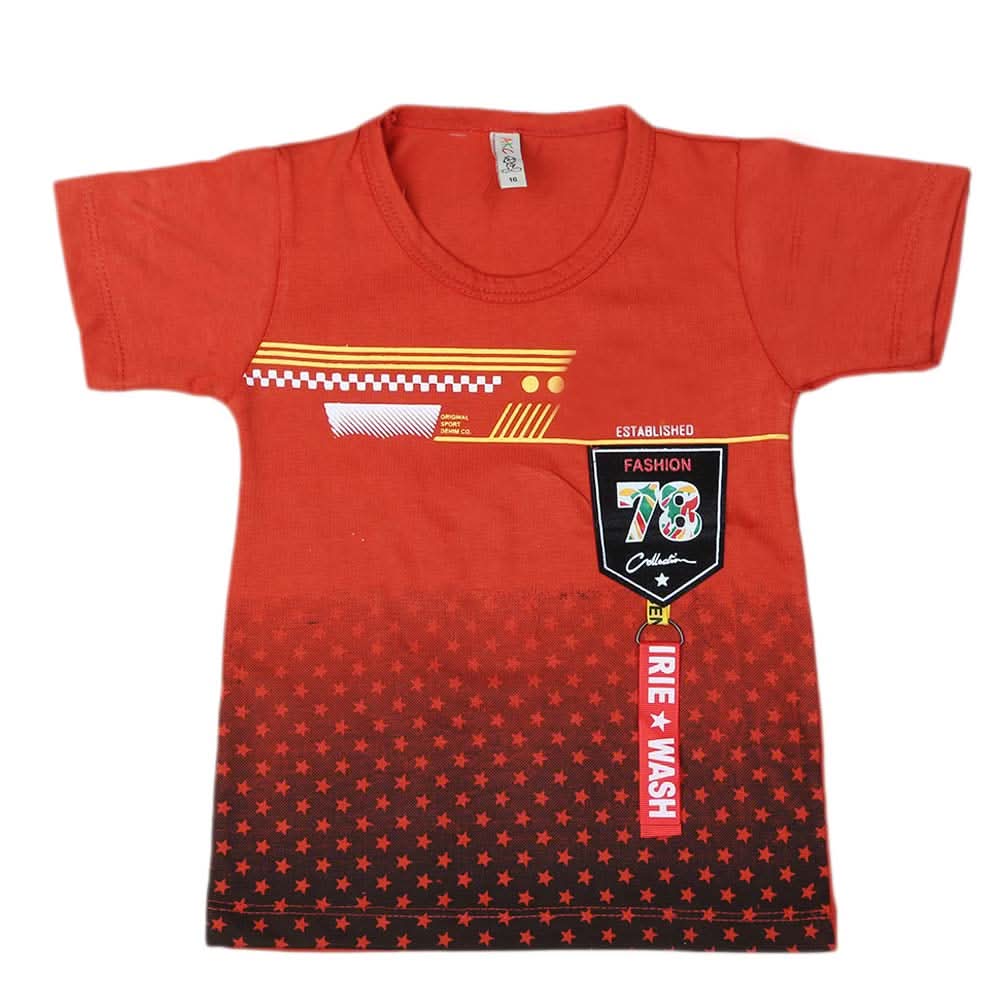Boys Half Sleeves T-Shirt - Rust, Kids, Boys T-Shirts, Chase Value, Chase Value
