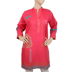 Women's Embroidered Kurti With Cut Sleeve - Pink, Women, Ready Kurtis, Chase Value, Chase Value