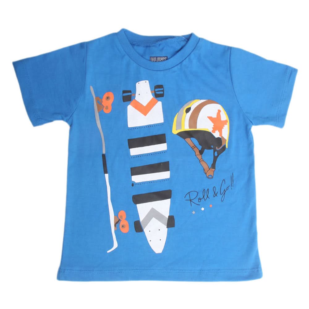 Boys Printed Half Sleeves T-Shirt  4725 - Blue, Kids, Boys T-Shirts, Chase Value, Chase Value