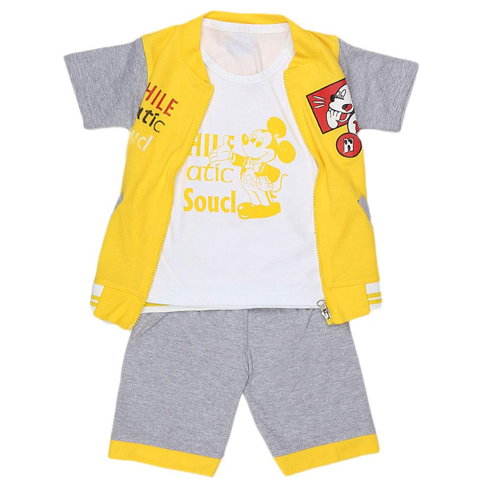 Boys 3 Pcs Suit - Yellow - test-store-for-chase-value