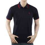 Men's Half Sleeves with Logo Polo T-Shirt - Navy Blue, Men, T-Shirts And Polos, Chase Value, Chase Value