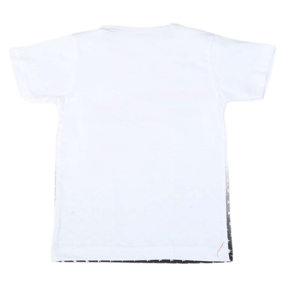 Boys Half Sleeves T-Shirt - White, Kids, Boys T-Shirts, Chase Value, Chase Value
