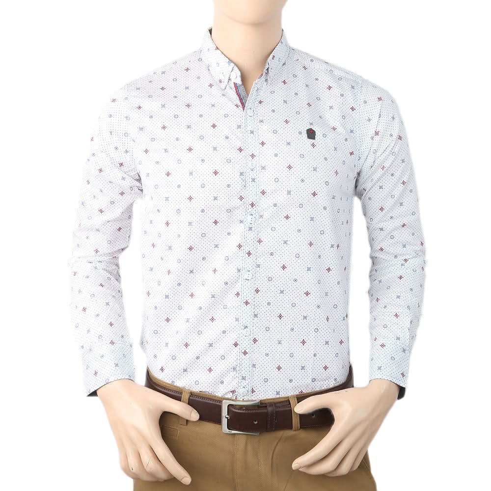 Men's Printed Casual Shirt - White, Men, Shirts, Chase Value, Chase Value