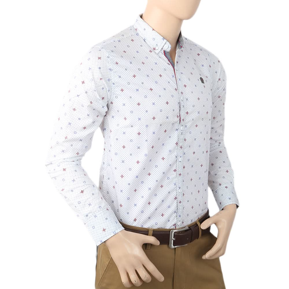 Men's Printed Casual Shirt - White, Men, Shirts, Chase Value, Chase Value