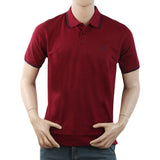 Men's Half Sleeves with Logo Ban Collar Polo T-Shirt - Maroon, Men, T-Shirts And Polos, Chase Value, Chase Value